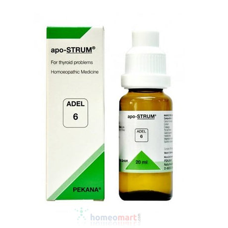 ADEL 6 apo-STRUM drops target thyroid dysfunction, goiter, and hormonal imbalance using a powerful herbal formula. Rebalance your metabolism, heart rhythm, and energy—without side effects.
