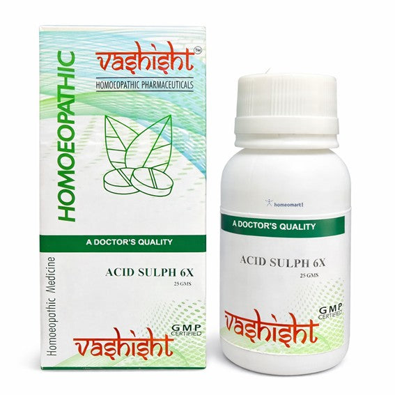 Acid Sulph 6X, homeopathic fatigue remedy, energy booster homeopathy, debility treatment, weakness tablets, menorrhagia support,