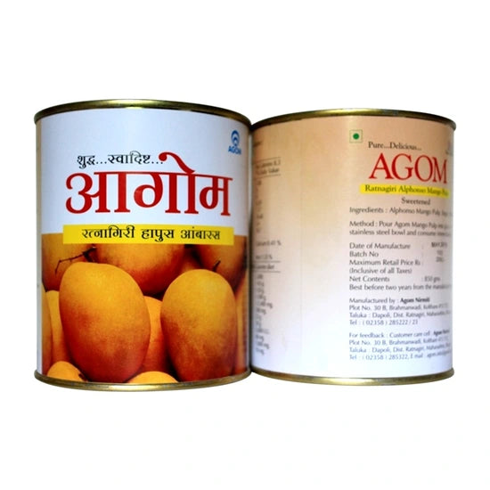 🥭 Agom Ratnagiri Alphonso Mango Pulp – Authentic GI-Tagged Hapoos
