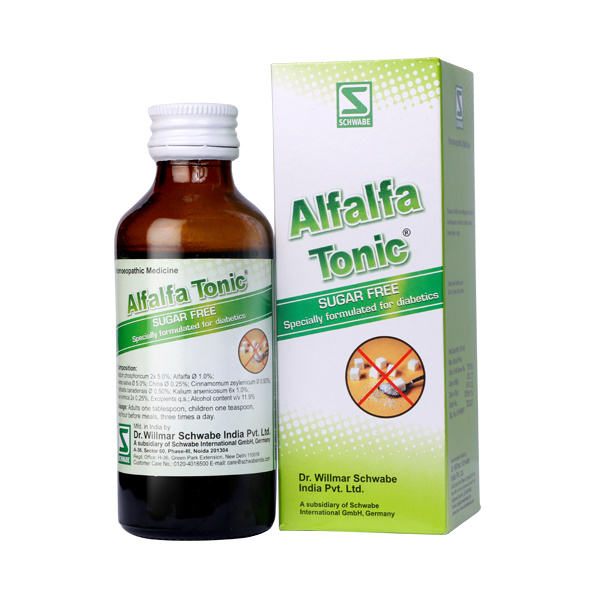 Schwabe Alfalfa homeopathic Tonic Diabetic (Sugar free), Weakness, Poor Appetite, Stress Sleep Disorders 100ml