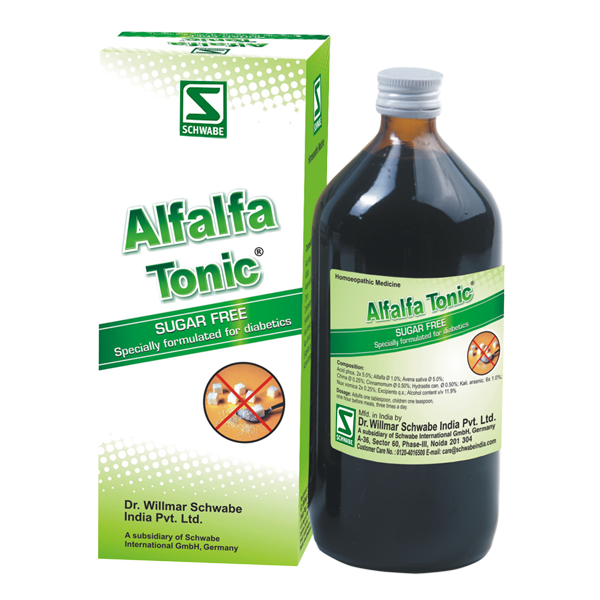 Schwabe Alfalfa homeopathic Tonic Diabetic (Sugar free), Weakness, Poor Appetite, Stress Sleep Disorders 500ml
