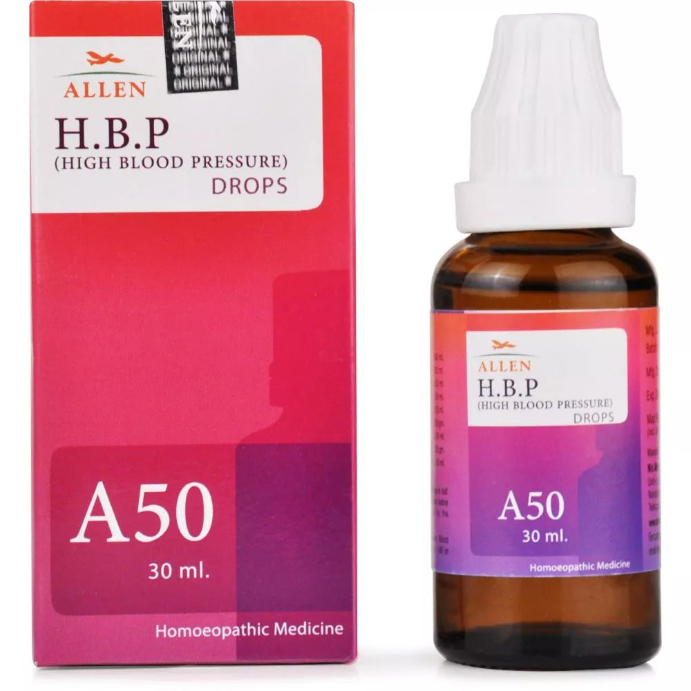 Allen H.B.P. High Blood Pressure Drops packaging and bottle on a white background