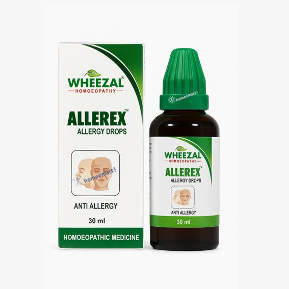 Wheezal Allerex allergy drops packaging on a white background