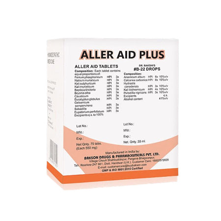 Composition for aller aid tablets & B-22 drops