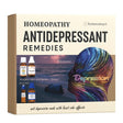 Box of homeopathy antidepressant remedies with colorful depiction of a head and ocean indicating Anti Depression Meds with Least Side Effects