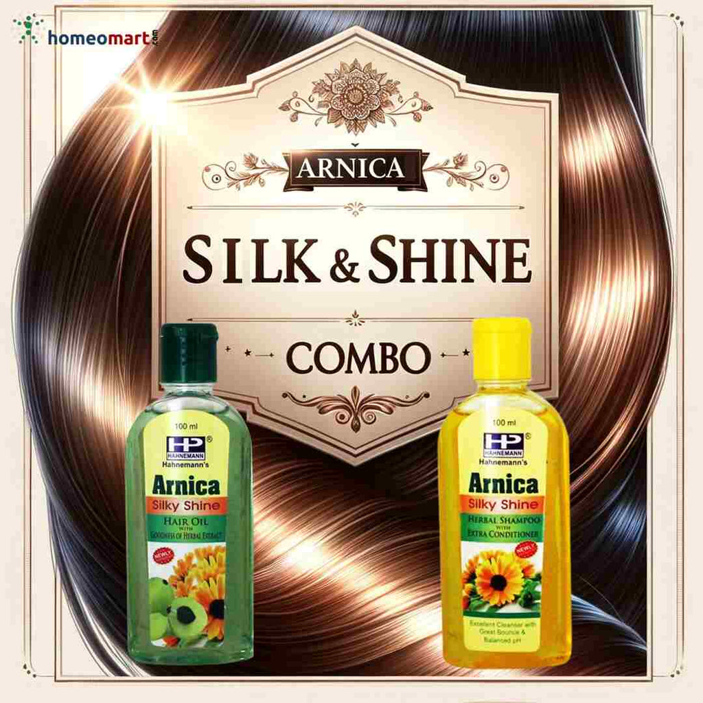 Hahnemann Arnica Silky Shine Herbal Shampoo & Conditioner. pH-balanced