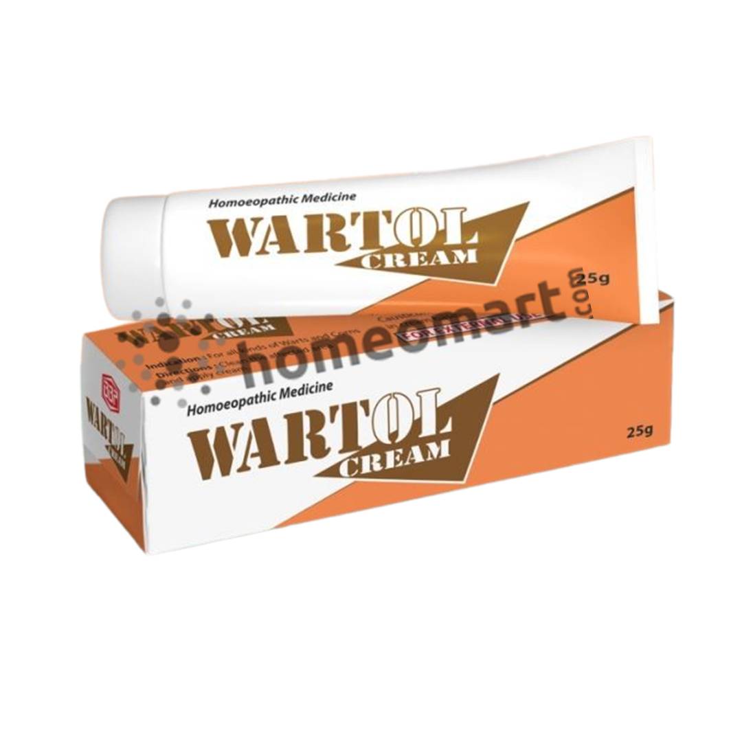 BBP Wartol Cream removes warts & corns naturally. Formulated with Thuja & Causticum for safe skin healing. 25gm homeopathic ointment