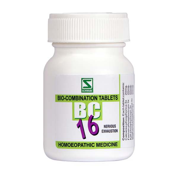 Schwabe Biocombination BC16 Tablets for Nervous Exhaustion, Fatigue 20 Gms Pack