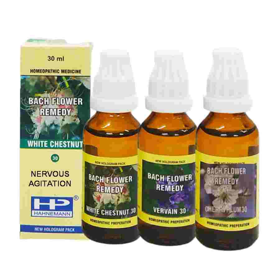 Hahnemann Bach Flower Mix for Calm & Focus Blend: Cherry Plum, Vervain, White Chestnut
