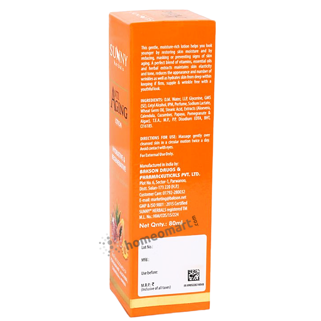 Indication, ingredients & Directons for use of sunny herbals anti aging lotion