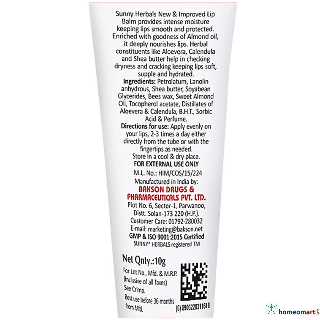 Indications, composition for Sunny herbal Lip balm