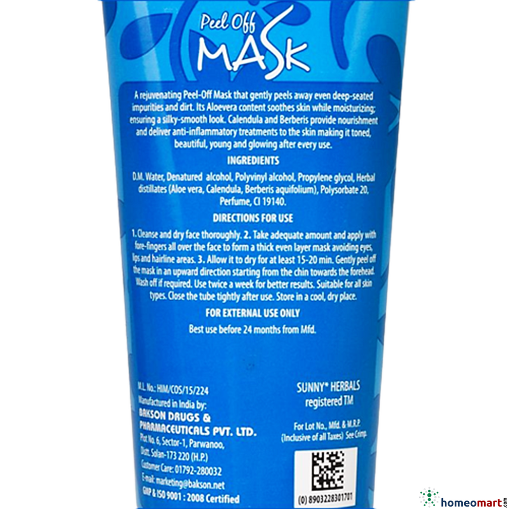 Bakson's Sunny Peel Off mask for Acne, Blackheads and Oily Skin.