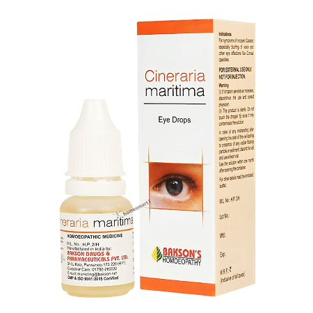 Bakson Cineraria Maritima Eye Drops help slow cataract progression, improve clarity & soothe dry, irritated eyes. Safe & natural. 10ml.