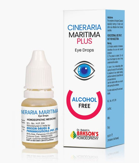 Alcohol-free Bakson Cineraria Maritima Plus Eye Drops help relieve early cataract symptoms & eye irritation naturally. Safe for sensitive eyes. 10ml.