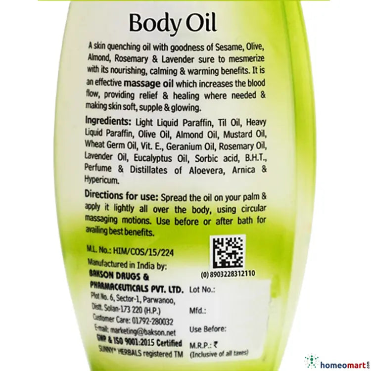 ndications, Ingredients & Directions for use of Sunny Herbals Body Oil