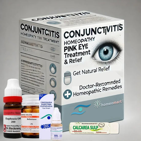 homeopathic remedies for conjunctivitis (pink eye), eye redness, irritation, and discharge. Natural, safe, and doctor-recommended solutions for eye health.