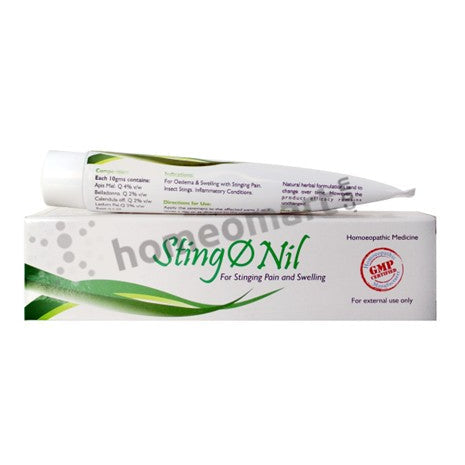 Sting O Nil packaging with tube and box on a white background
