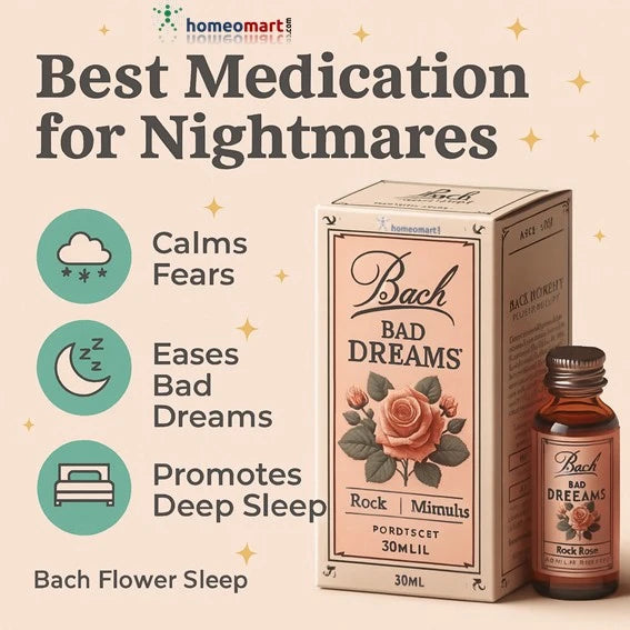 Bach Flower Sleep Bad Dreams product with packaging and bottle on a beige background