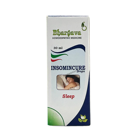Bhargava Insomincure Drops for natural relief from insomnia, restless sleep, and daytime fatigue. Homeopathic formulation with Avena Sativa, Coffea, Argentum Nitricum & more. Safe, effective, and non-habit forming.