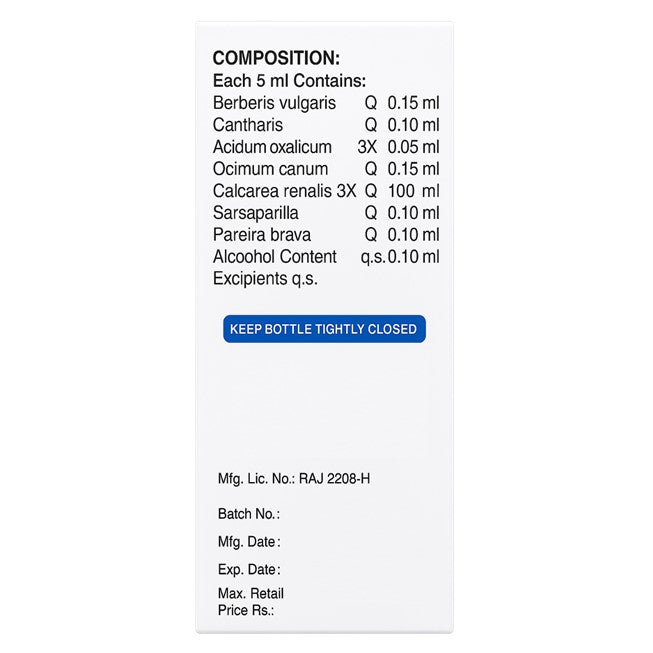 Product label with composition details on a white background