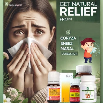 natural relief from coryza, sneezing, nasal congestion, and fever with  homeopathy Bio-Combination No. 5