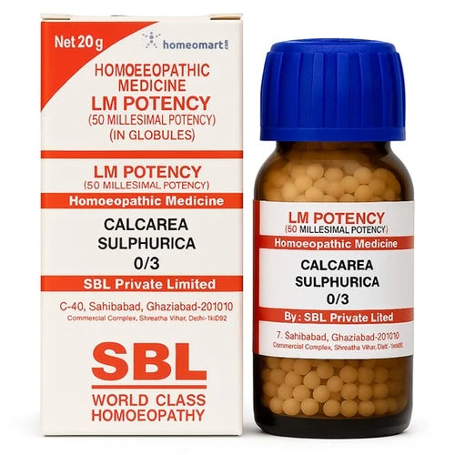 Homeopathic medicine bottle and packaging with SBL branding on a white background