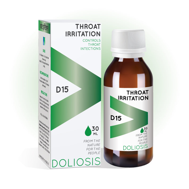 Doliosis D15 Throat Irritation homeopathy drops for Throat infection