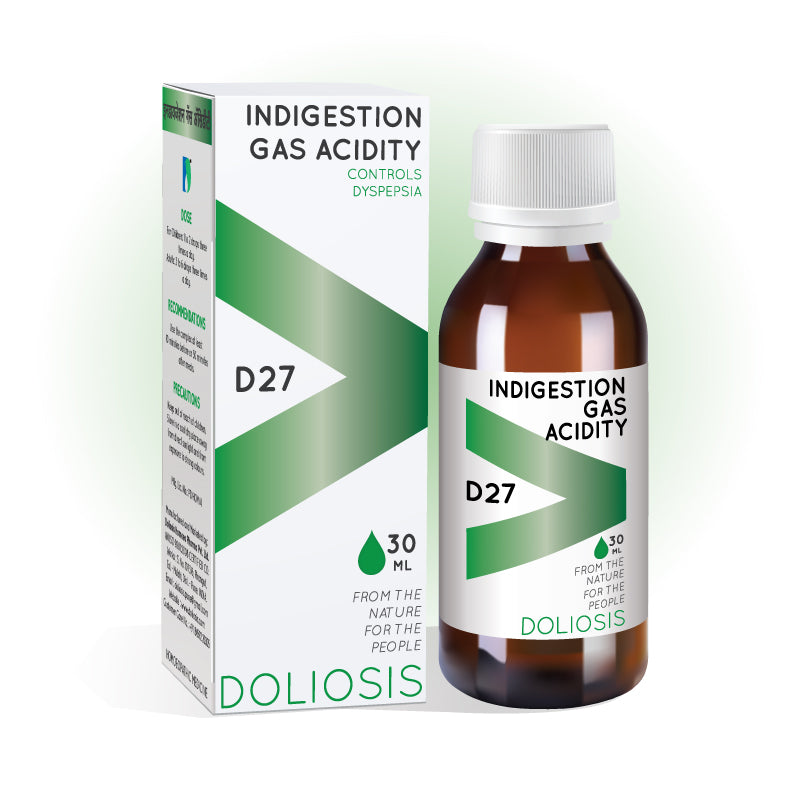 Doliosis D27 homeopathy drops for Indigestion gas acidity dyspepsia