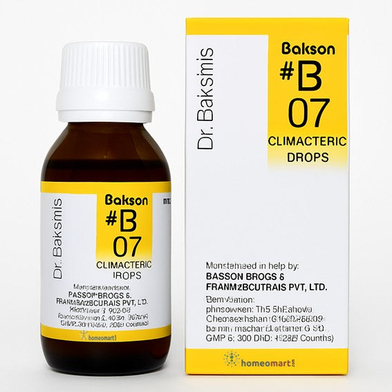 Bakson Climacteric Drops bottle and packaging on a white background