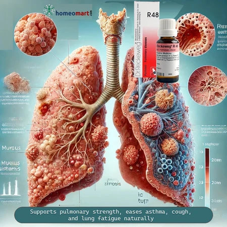 Supports pulmonary strength, asthma relief & chronic cough. 22ml Dr. Reckeweg R48 drops for respiratory wellness & lung detox.