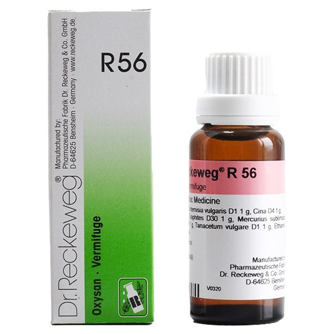 Dr. Reckeweg R56 bottle and packaging on a white background