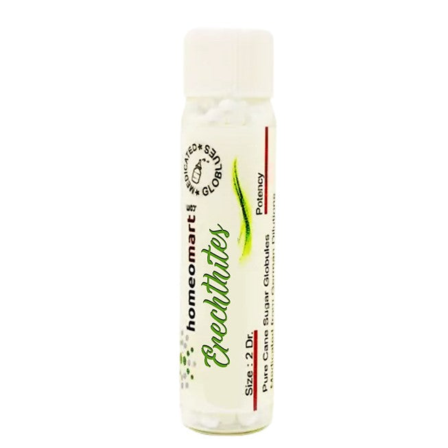 Bottle of Erecchilites homeopathic medicine on a white background
