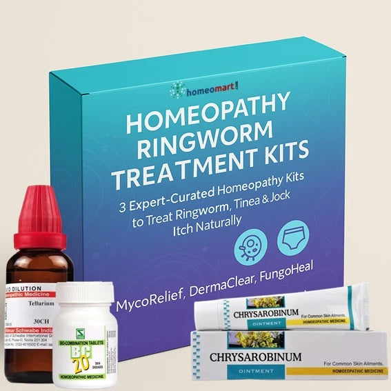 Fight ringworm, jock itch, and tinea naturally. Choose from 3 doctor-advised homeopathy kits with internal and topical remedies for safe fungal skin relief.