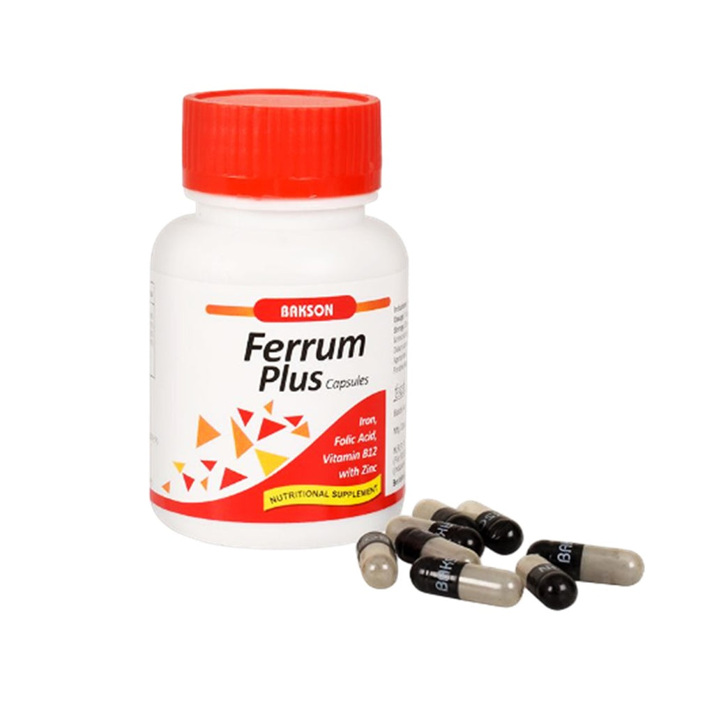 Bakson Ferrum plus capsules with iron, folic acid, vitamin B12, zinc