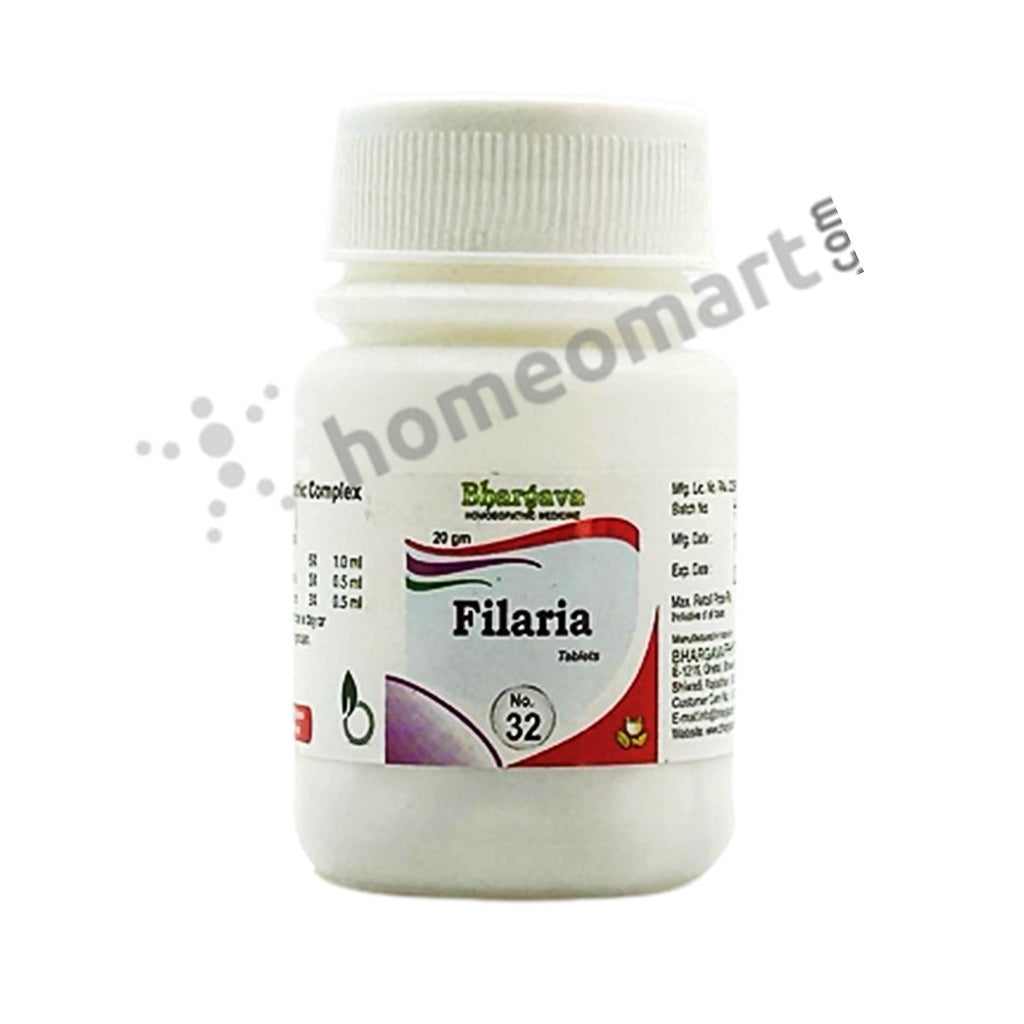 Bhargava homeopathy Filaria tablets, itching, fatigue and cramps