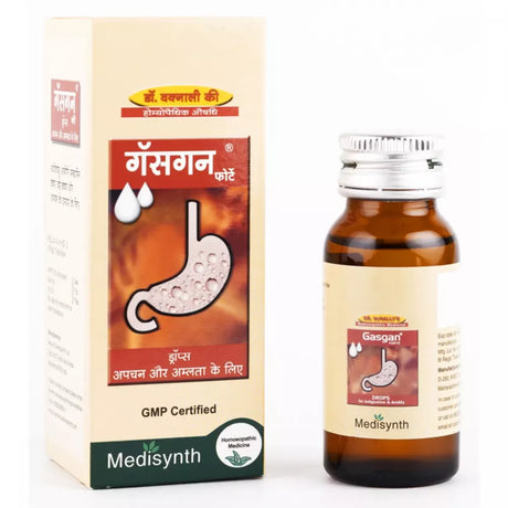 Medisynth Gasgan Forte Drops provide natural homeopathic relief from acidity, heartburn, gas, and indigestion. Enhances digestion, balances gastric pH & regulates bowel movement