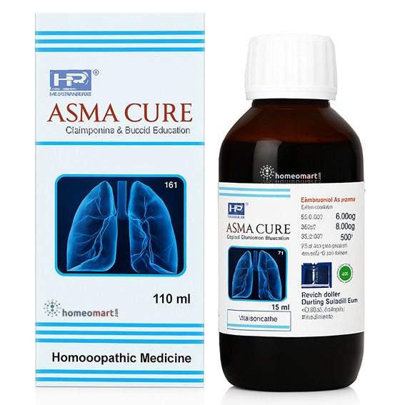 Asma Cure homoeopathic medicine bottle and packaging on a white background