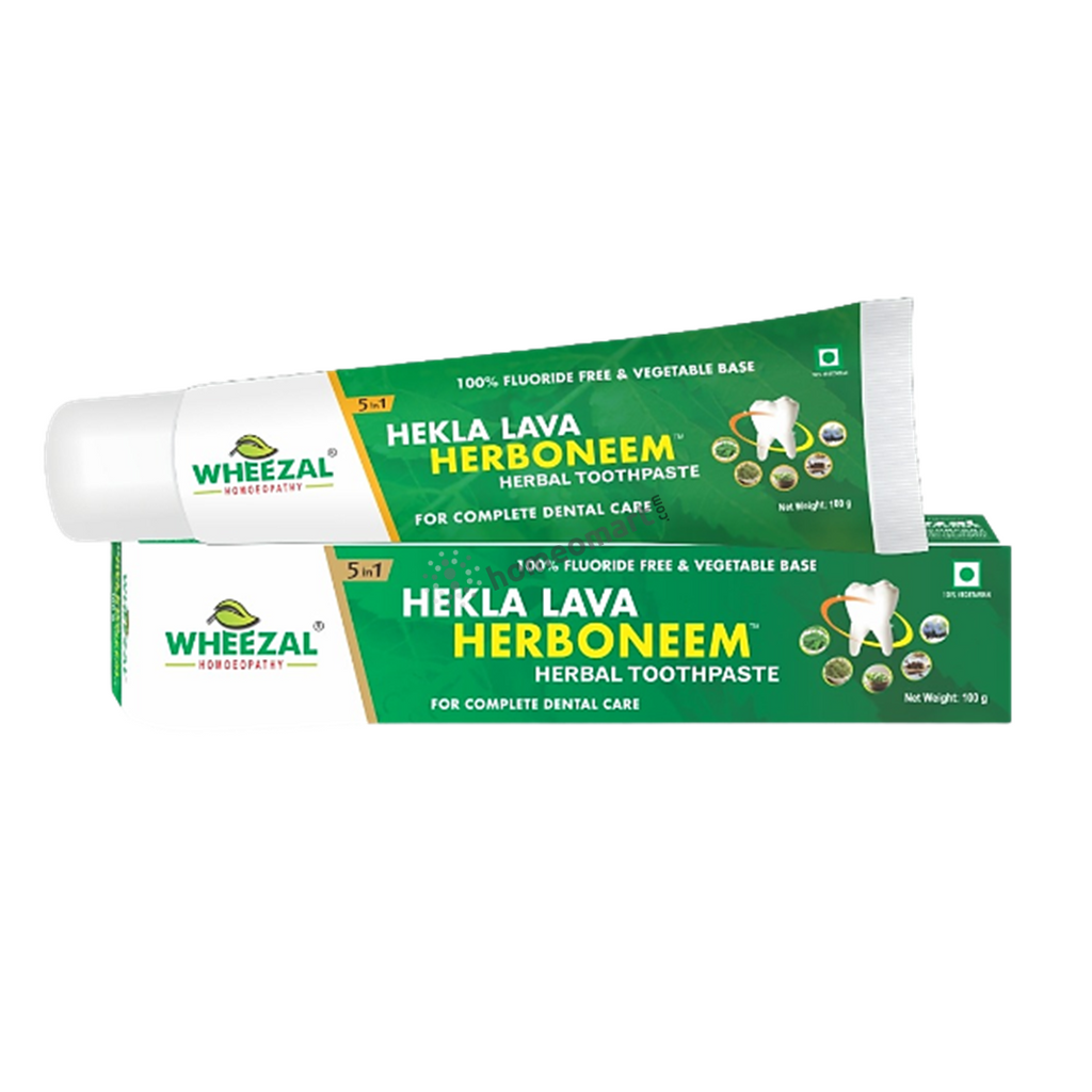Wheezal Hekla Lava Herboneem 5-in-1 Toothpaste with black seed, clove, thyme oil, mint