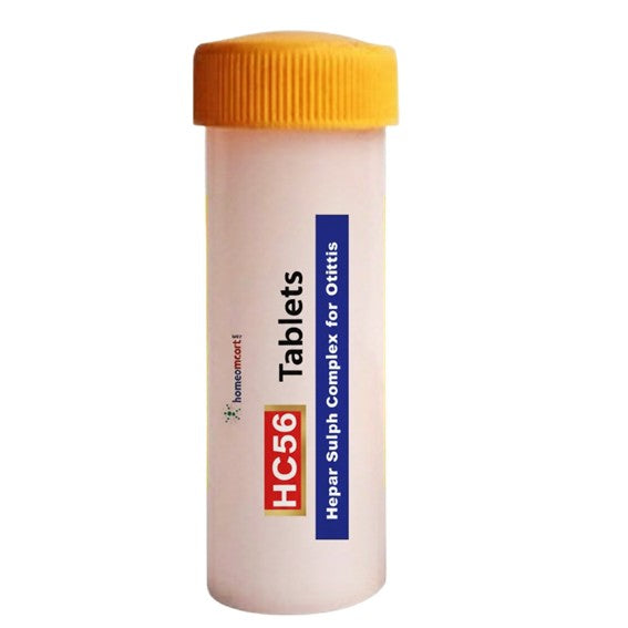Bottle of HC56 Tablets with a yellow cap on a white background