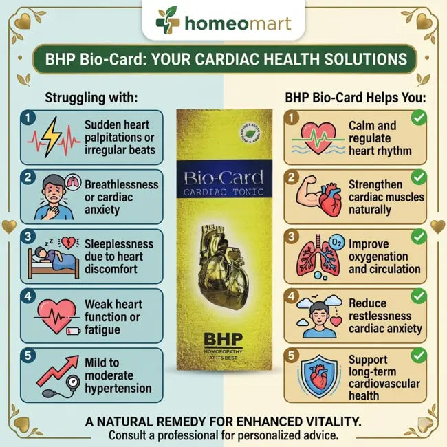 heart strengthening tonic natural, best homeopathic medicine for heart health, Crataegus heart tonic drops, Terminalia Arjuna homeopathy benefits, medicine for heart palpitations natural, homeopathy for heart murmur, remedy for breathlessness heart, cardiac support homeopathy, natural remedy for hypertension, Bangalore Homoeo Pharmacy Bio Card, bio card drops for weak heart,Strengthen your heart, reduce palpitations & support BP naturally with this powerful homeopathic cardiac tonic.