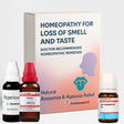 Homeopathic remedies for loss of smell and taste with packaging in the background