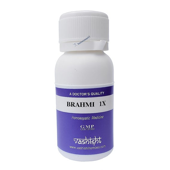 Vashisth Brahmi 1X homeopathic medicine bottle on a white background