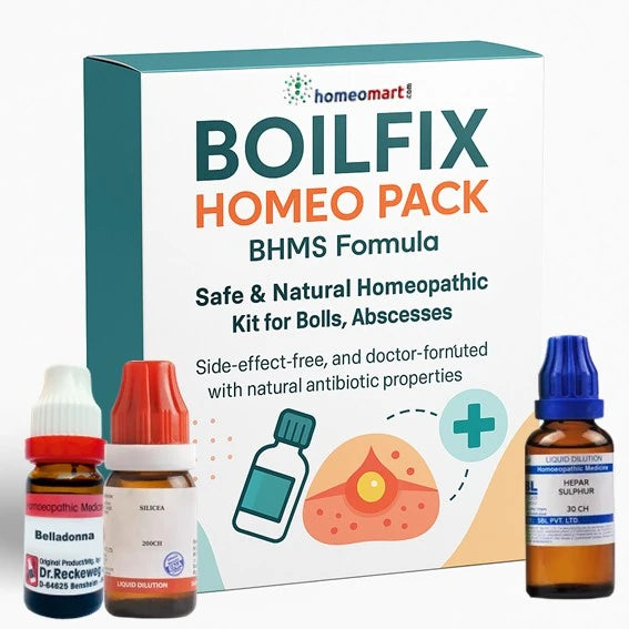 Boilfix homeopathic kit packaging with bottles on a white background