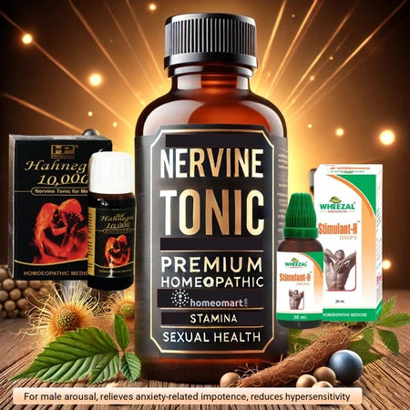Homeopathy nervine tonic boosts stamina and sexual endurance, treats loss of erection, relieves anxiety-related impotence, Reduces hypersensitivity and premature ejaculation