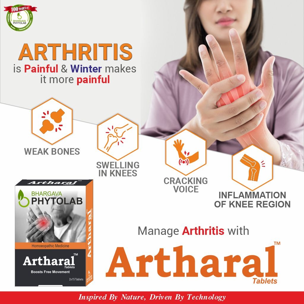 Artharal Tablets provide natural relief from arthritis, joint pain, stiffness, and inflammation.