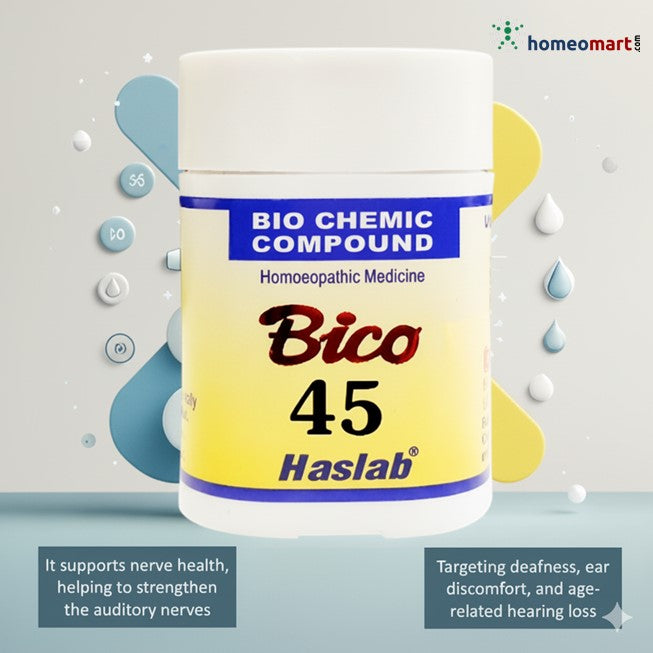 Bico 45 Haslab Bio Chemic Compound bottle with branding on a light gray background