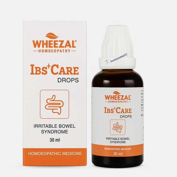 Wheezal IBS+ Care drops packaging on a white background