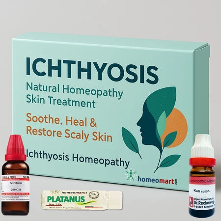 homeopathy medicines for ichthyosis to relieve dry, scaly skin. Safe, natural treatment with Arsenic Iod, Petroleum, Sepia & more. Pills & drops available.