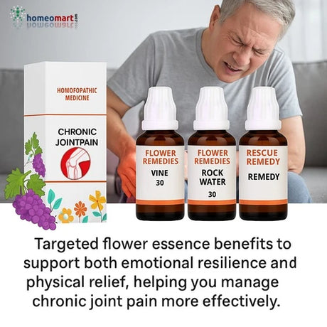 Bach Flower Remedy mix with Vine, Rock Water, Rescue is very effective for chronic muscle & joint pain, reduce tiredness, feel more optimistic and get better sleep.