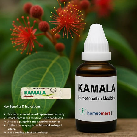 Get Kamala Homeopathy medicine in ticture, dilutions and pills
